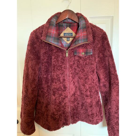 Pendleton women’s full zip fleece teddy jacket sz small red - Picture 4 of 12